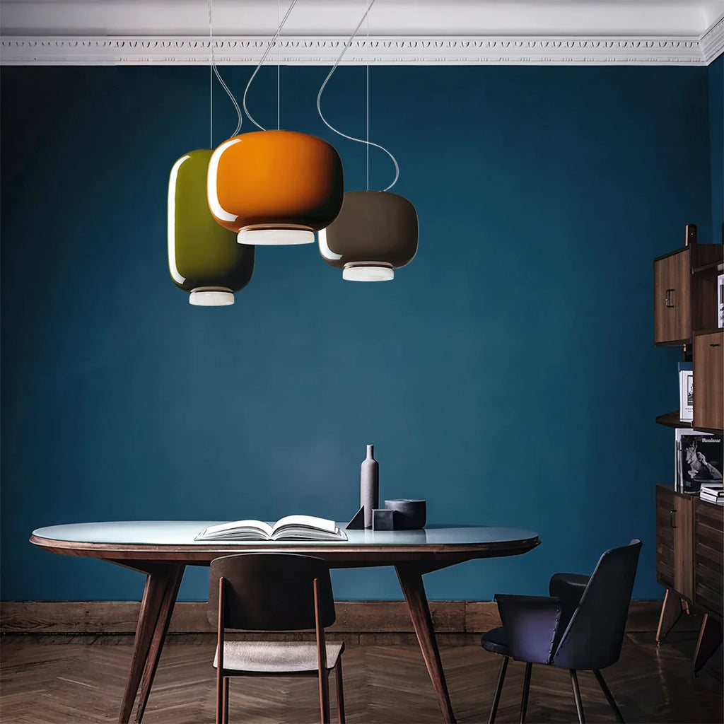 Modern Tinted Glass Lantern - Artistic Colored Pendant Light for Kitchen Island & Bar