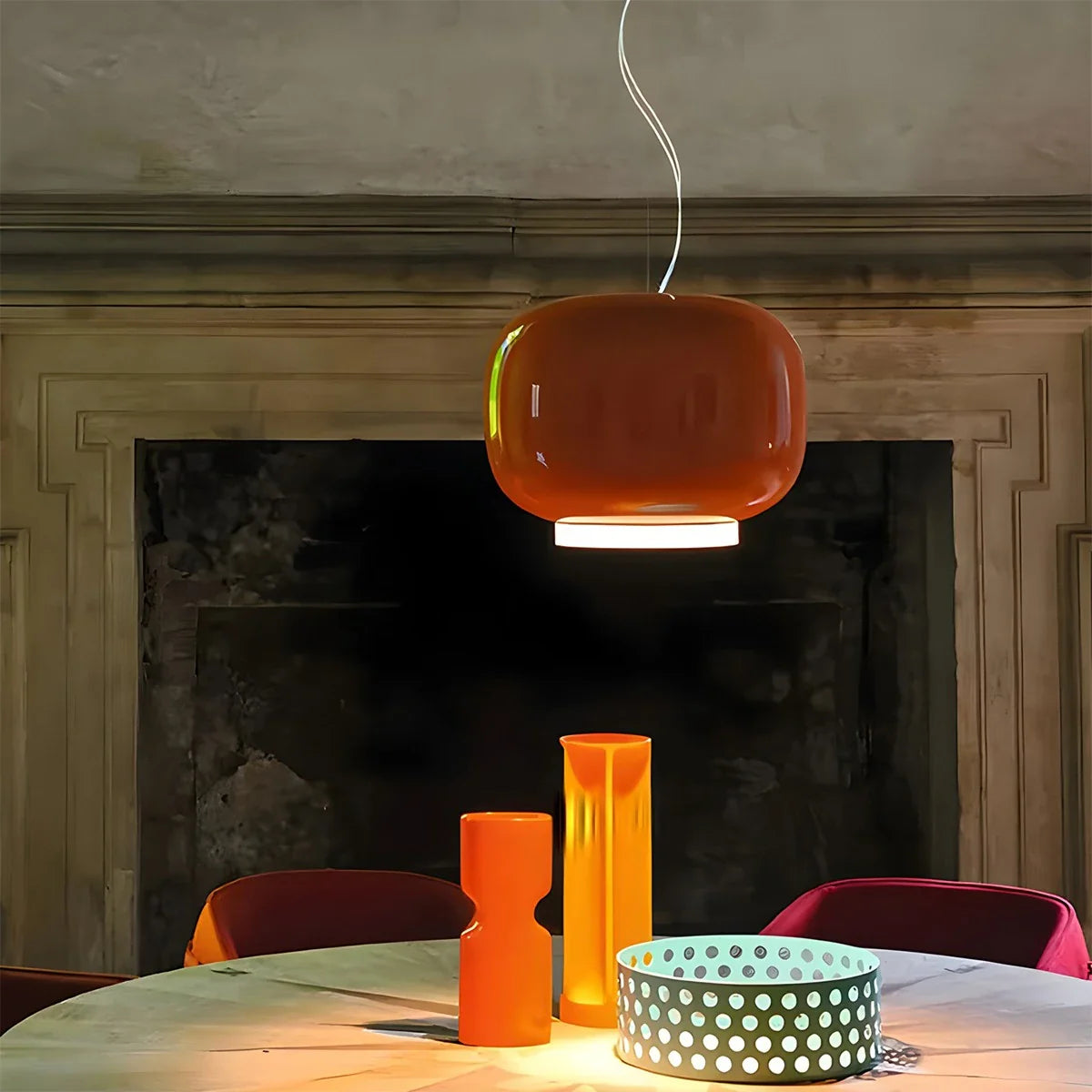 Modern Tinted Glass Lantern - Artistic Colored Pendant Light for Kitchen Island & Bar