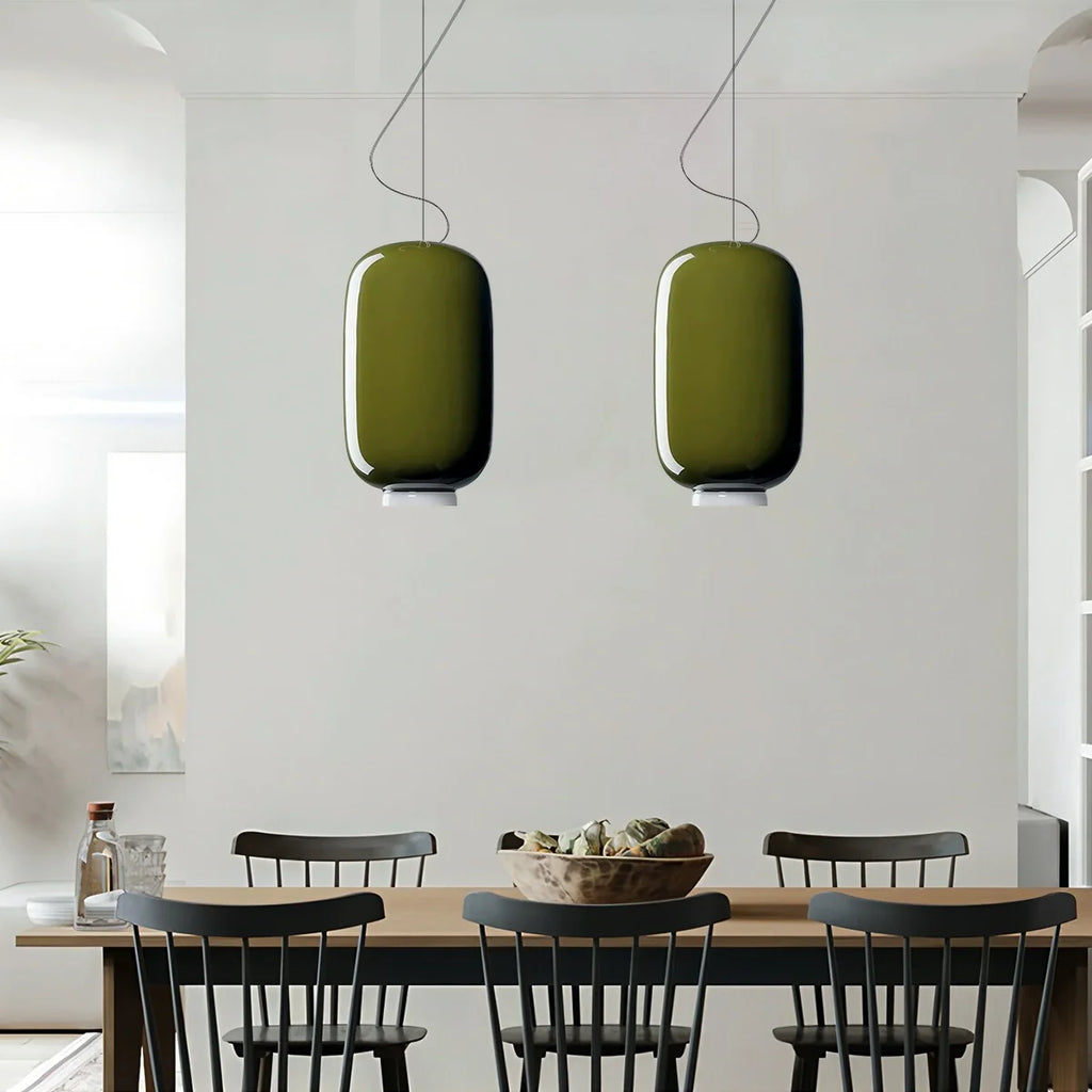 Modern Tinted Glass Lantern - Artistic Colored Pendant Light for Kitchen Island & Bar