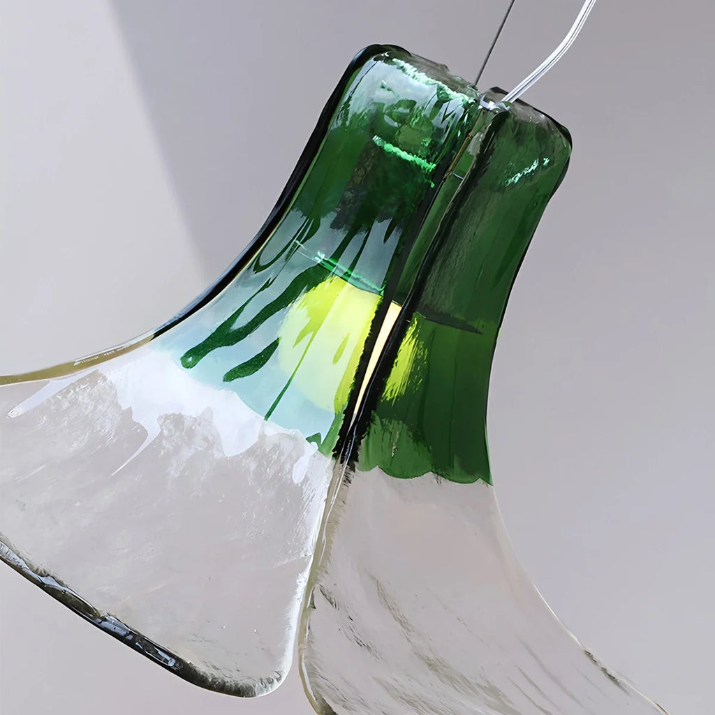 Murano Gradient Glass Pendant - Hand-Blown Petal Chandelier with Ombre Artistic Glow for Dining Room