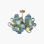 Nuvlight Peacock Blue Art Glass Chandelier for Dining Room