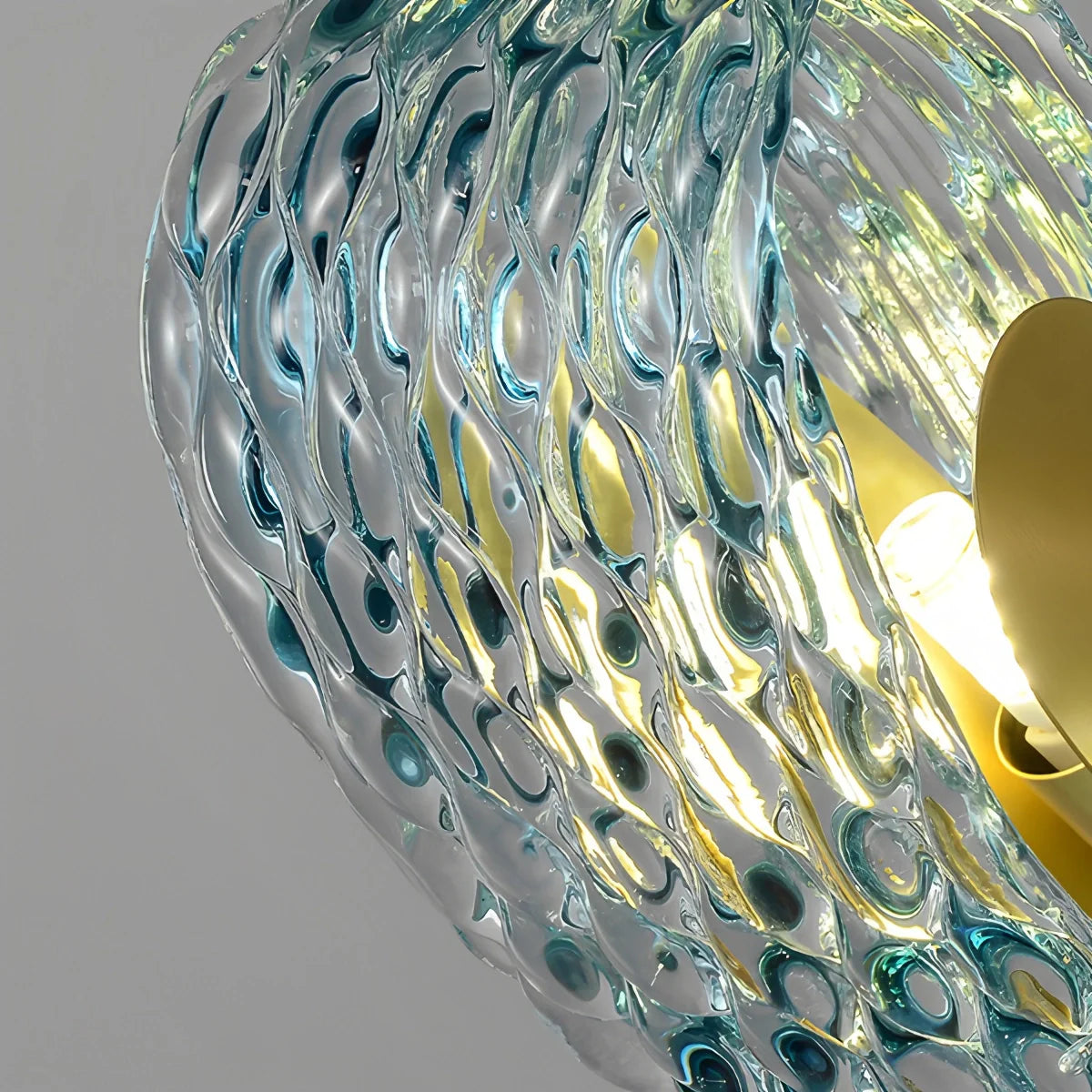Blue Rippled Glass Chandelier for Dining Room