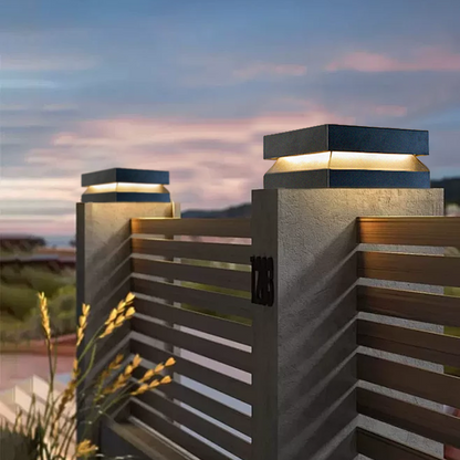 Arcato Modern Concave Solar Outdoor Pillar Lights – Black Metal for Garden/Pathway