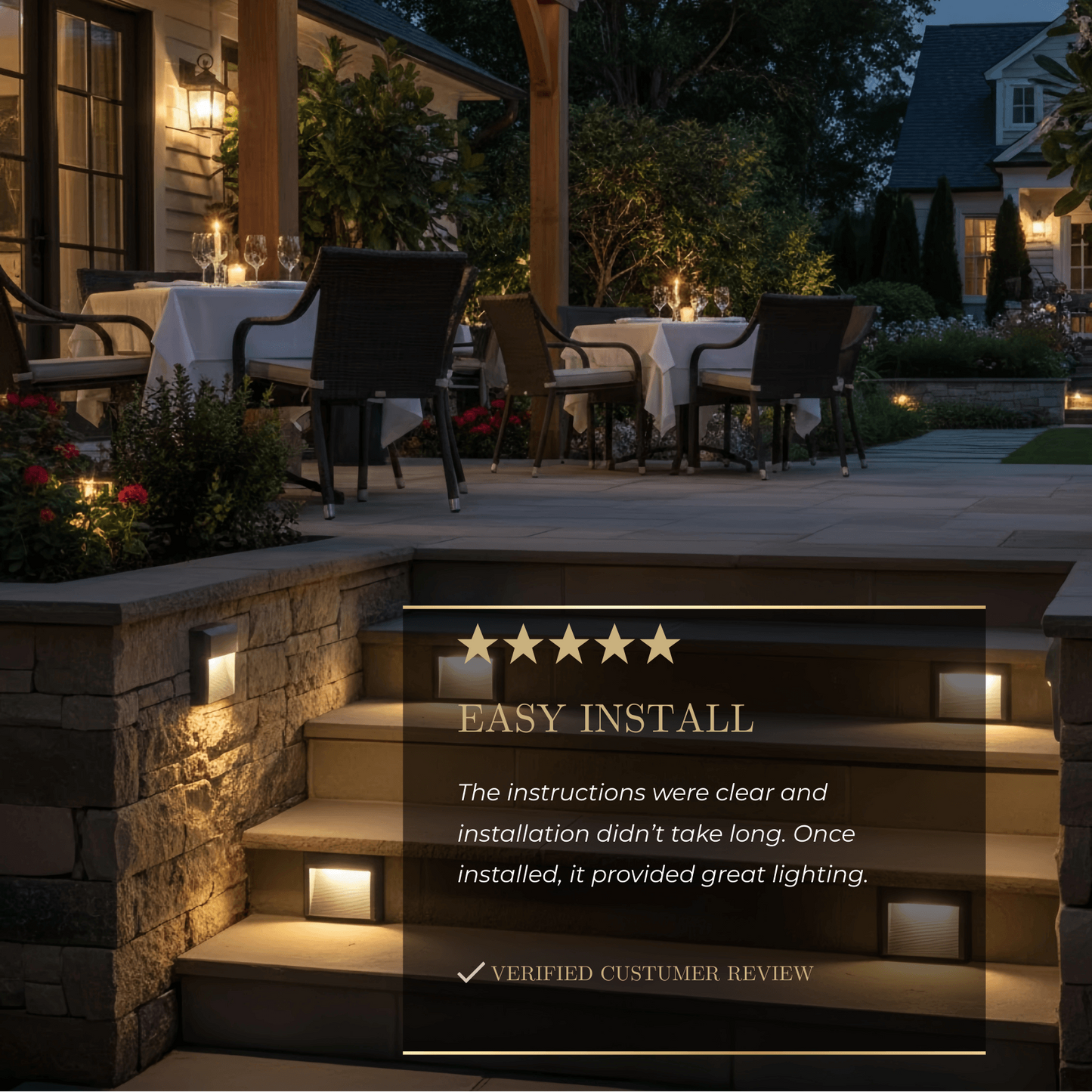 Irondale Modern Metal/Acrylic Outdoor Deck Step Lights - Black Round/Square Staircase