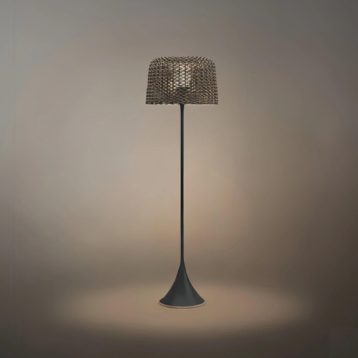 Nuvlight Vintage Rattan Solar Outdoor Floor Lamp – Black Metal Hooded Terrace