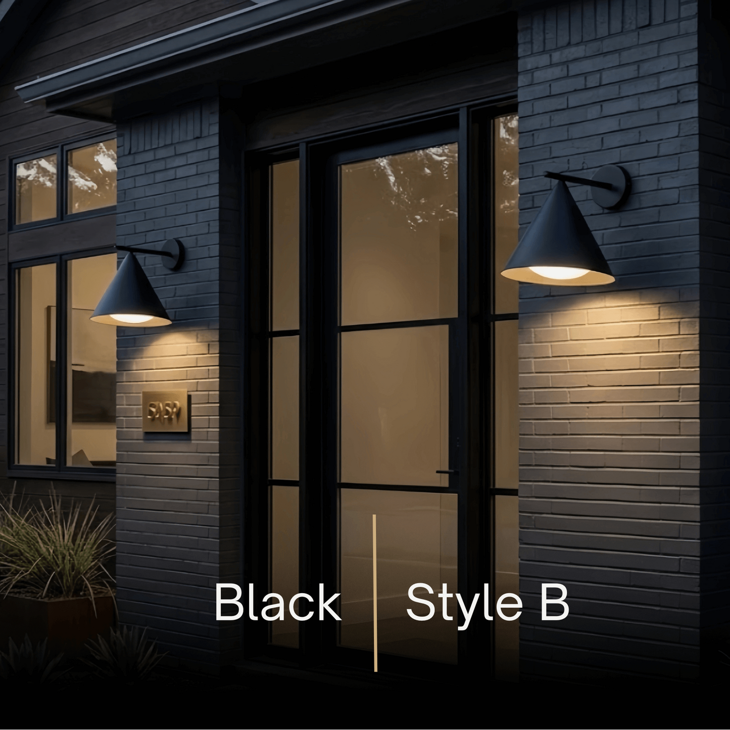 Irondale Minimalist Conical Outdoor Wall Lamp – Black Metal Light for Exterior Wall