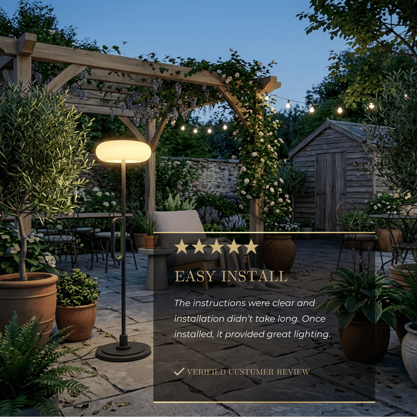 Irondale Modern Outdoor Floor Lamp - Black Metal & Acrylic Bowled Design for Courtyard