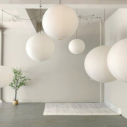 Akari A Round Swag Light (white plug wire)