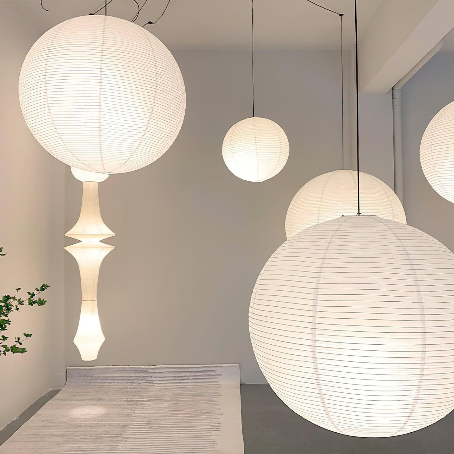 Akari A Pendant Swag Light (black plug wire)