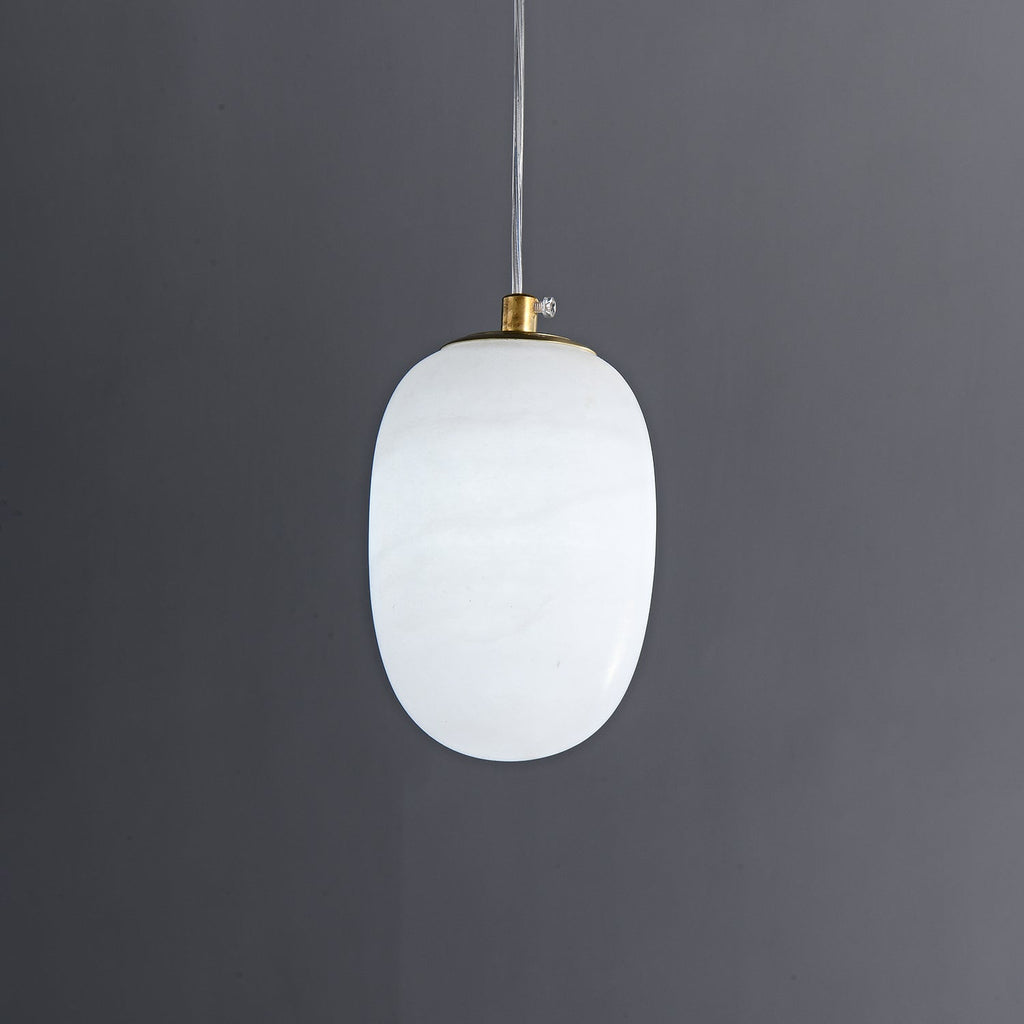 Natural Alabaster Pendant Lamp - Modern Stone Hanging Light for Dining Table