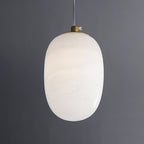 Natural Alabaster Pendant Lamp - Modern Stone Hanging Light for Dining Table