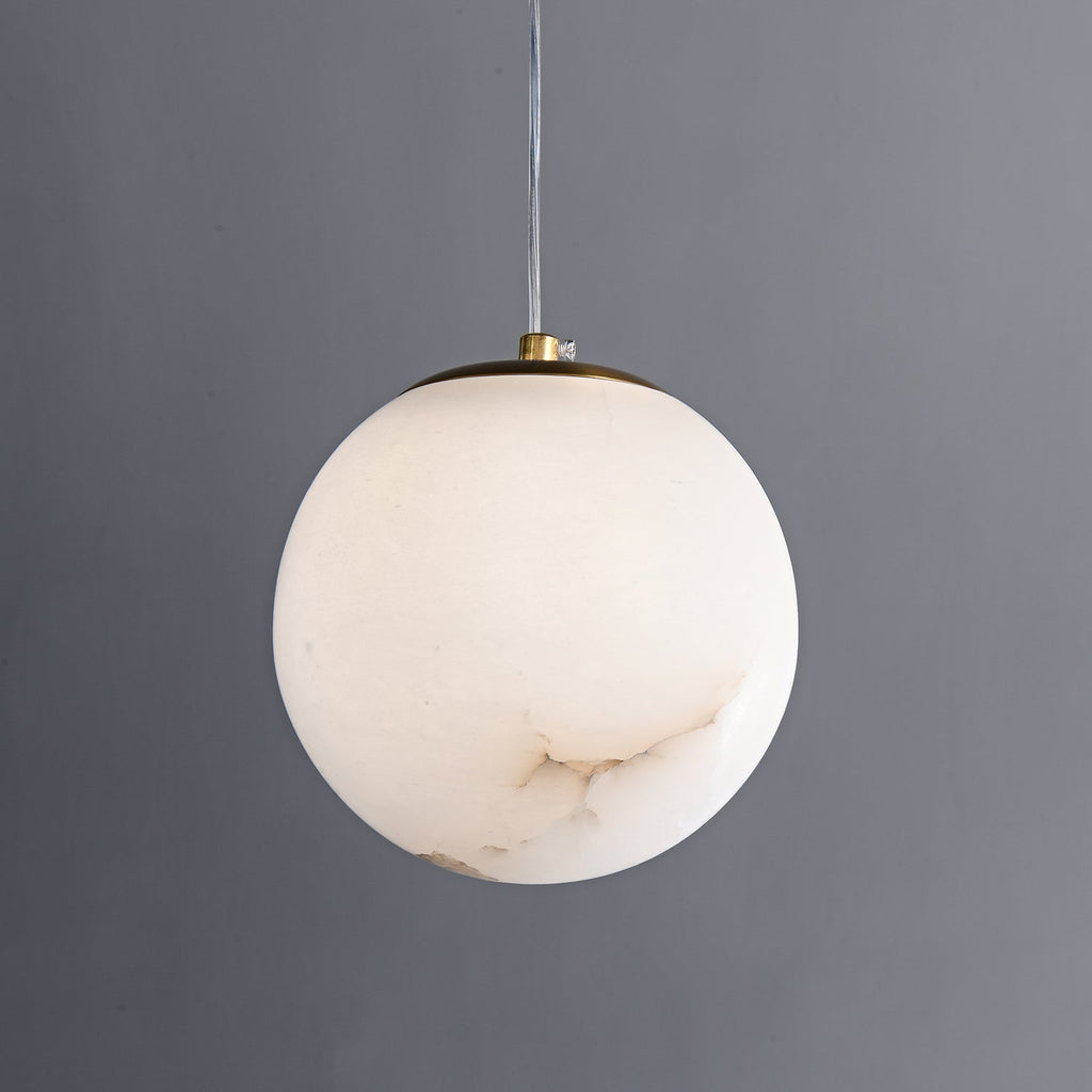 Natural Alabaster Pendant Lamp - Modern Stone Hanging Light for Dining Table
