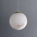 Natural Alabaster Pendant Lamp - Modern Stone Hanging Light for Dining Table