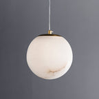 Natural Alabaster Pendant Lamp - Modern Stone Hanging Light for Dining Table