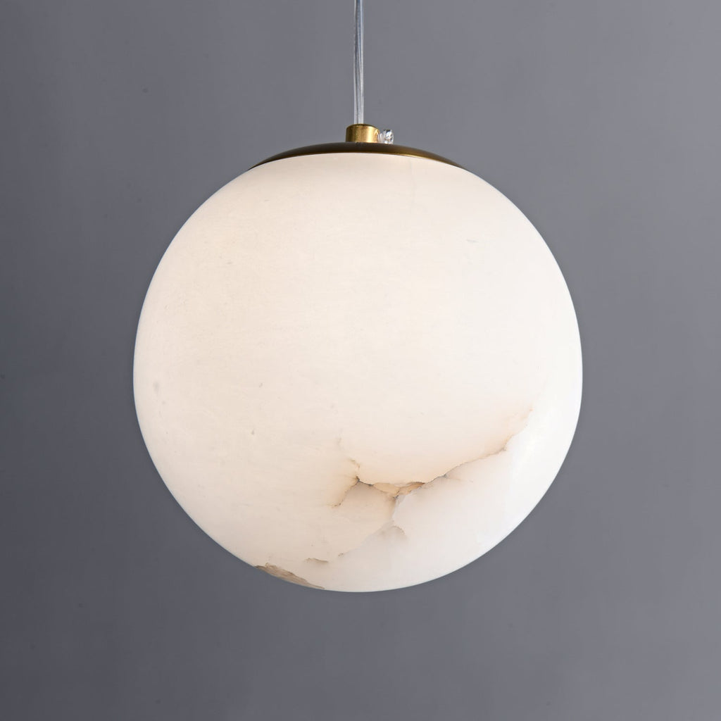 Natural Alabaster Pendant Lamp - Modern Stone Hanging Light for Dining Table
