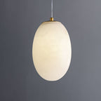 Natural Alabaster Pendant Lamp - Modern Stone Hanging Light for Dining Table