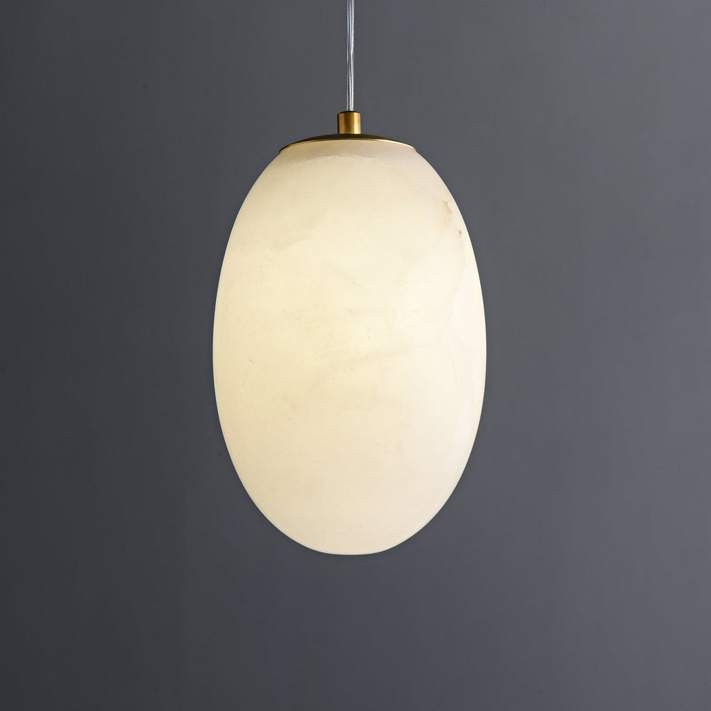 Natural Alabaster Pendant Lamp - Modern Stone Hanging Light for Dining Table