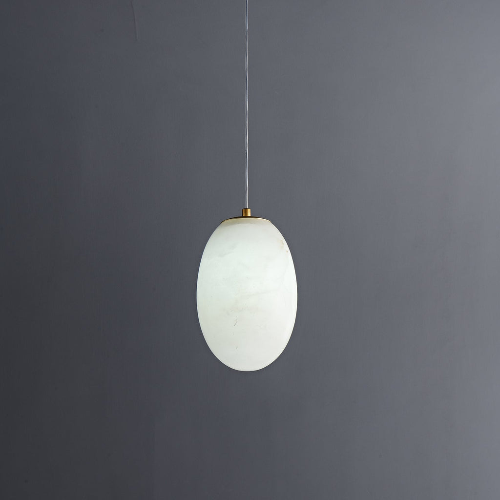Natural Alabaster Pendant Lamp - Modern Stone Hanging Light for Dining Table