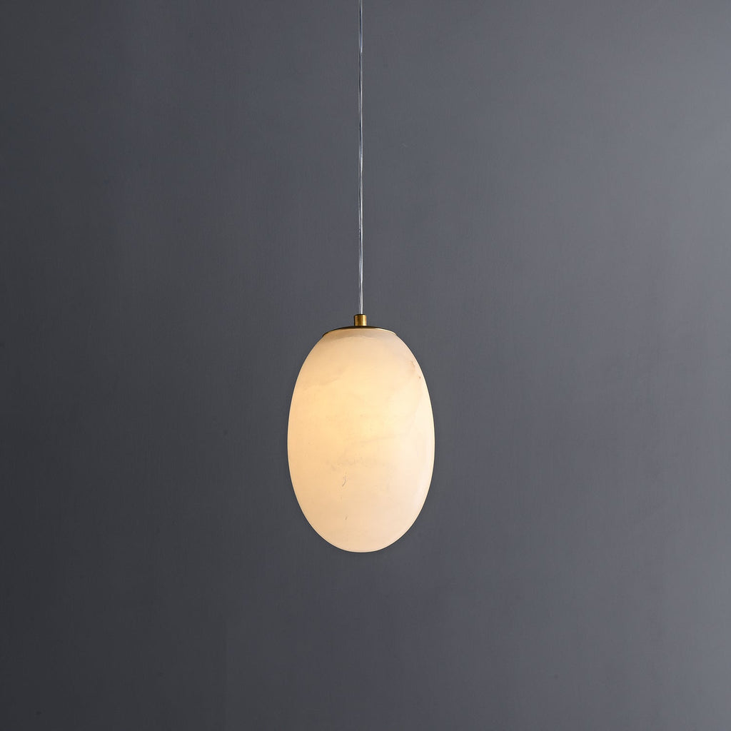 Natural Alabaster Pendant Lamp - Modern Stone Hanging Light for Dining Table