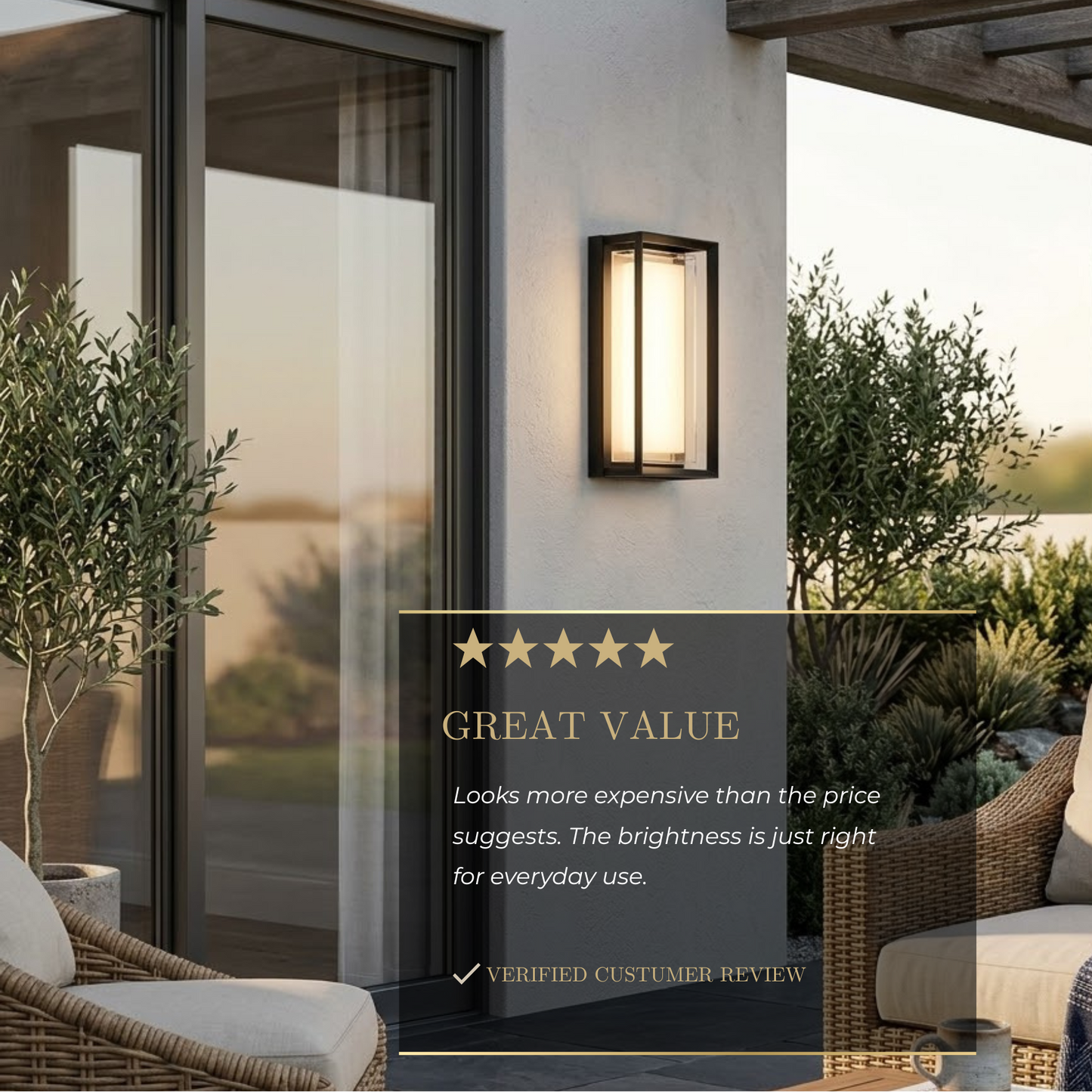 Arcato Geometric Matte Black Outdoor Wall Light – Modern LED Sconce for Patio & Entryway
