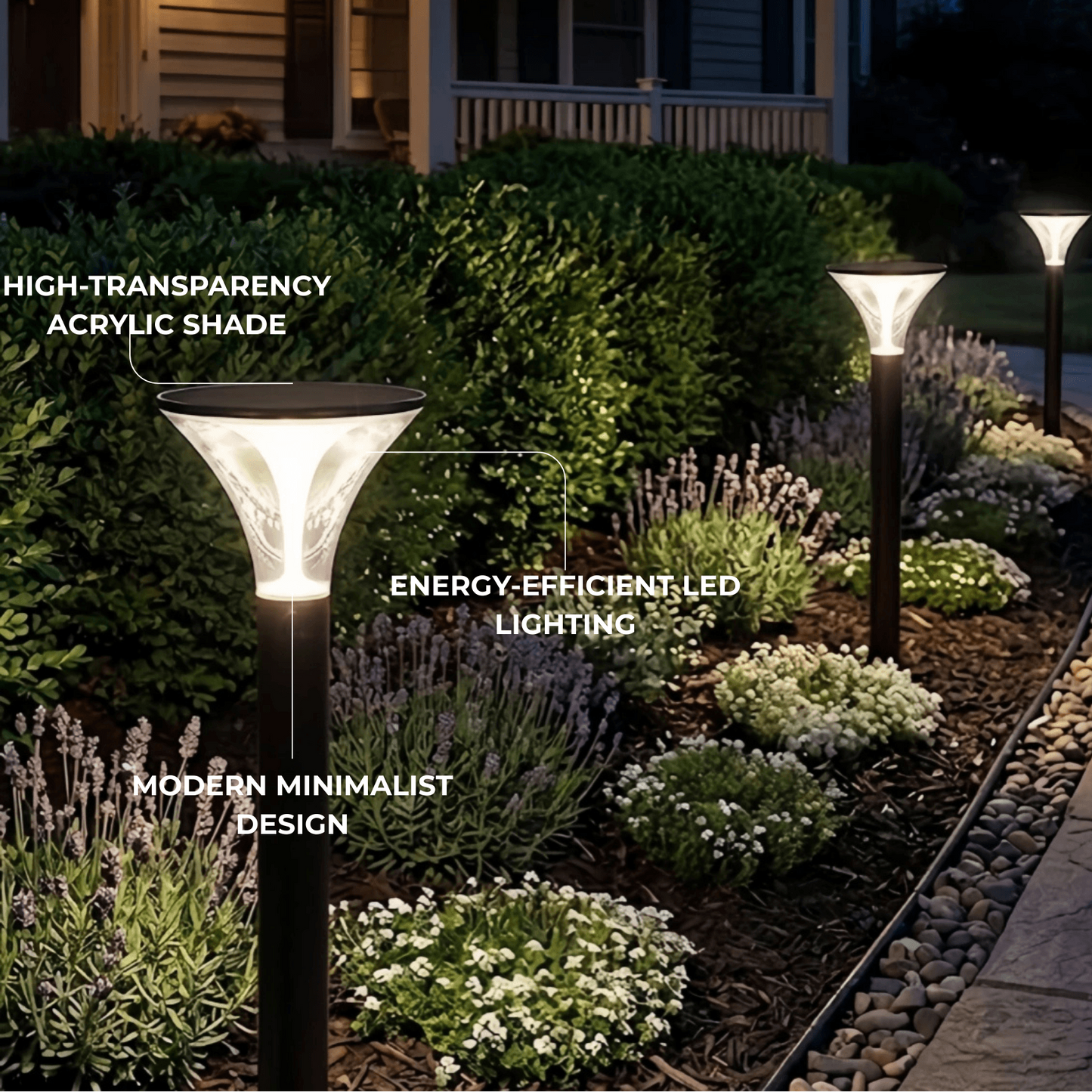 Arcato Modern Cylindrical Pathway Light – Black Metal/Acrylic Solar Outdoor Lamp