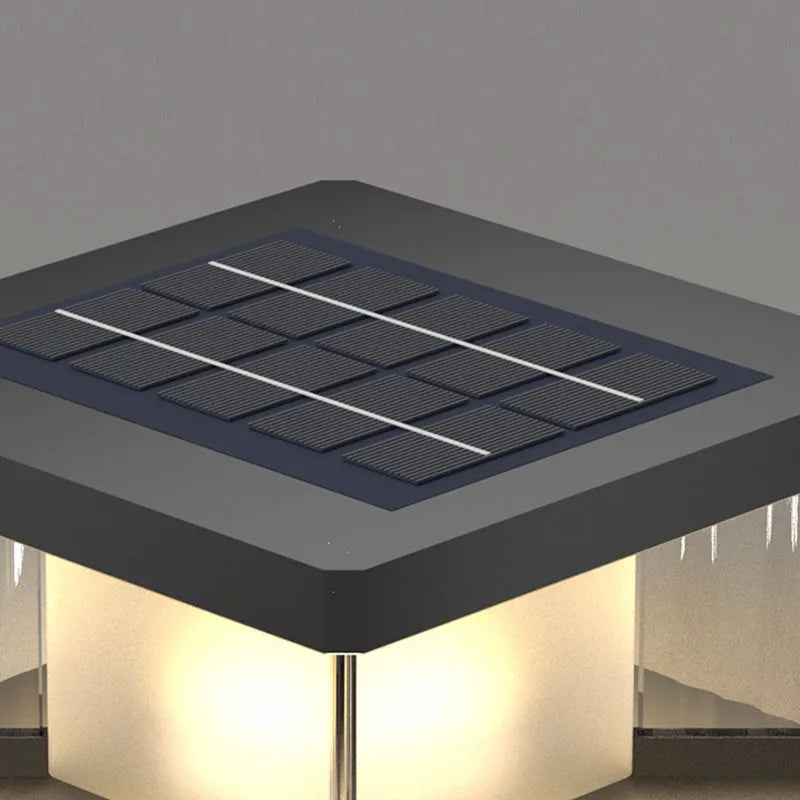 Arcato Modern Outdoor Solar Pillar/Pathway Lights - Black Metal/Acrylic Rectangular