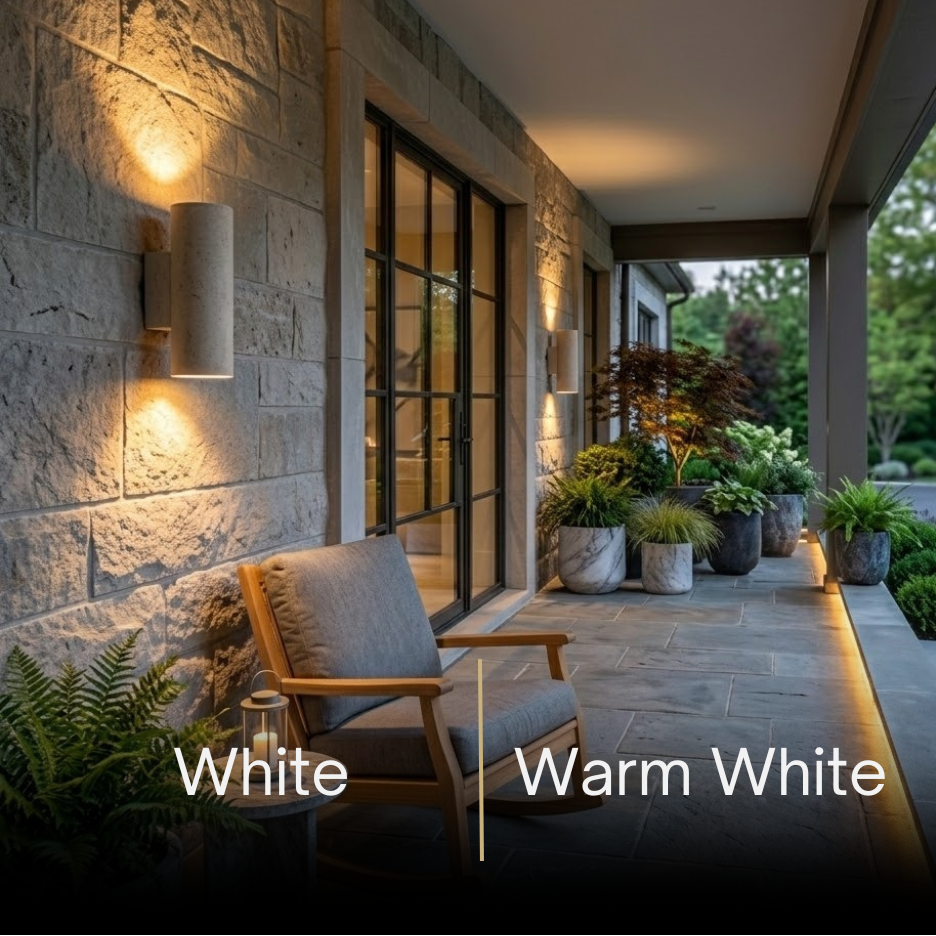 Arcato Modern Outdoor Wall Sconce- Black/White Cement Cylindrical Light for Courtyard