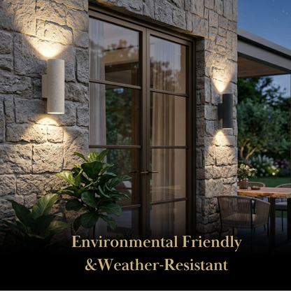 Arcato Modern Outdoor Wall Sconce- Black/White Cement Cylindrical Light for Courtyard