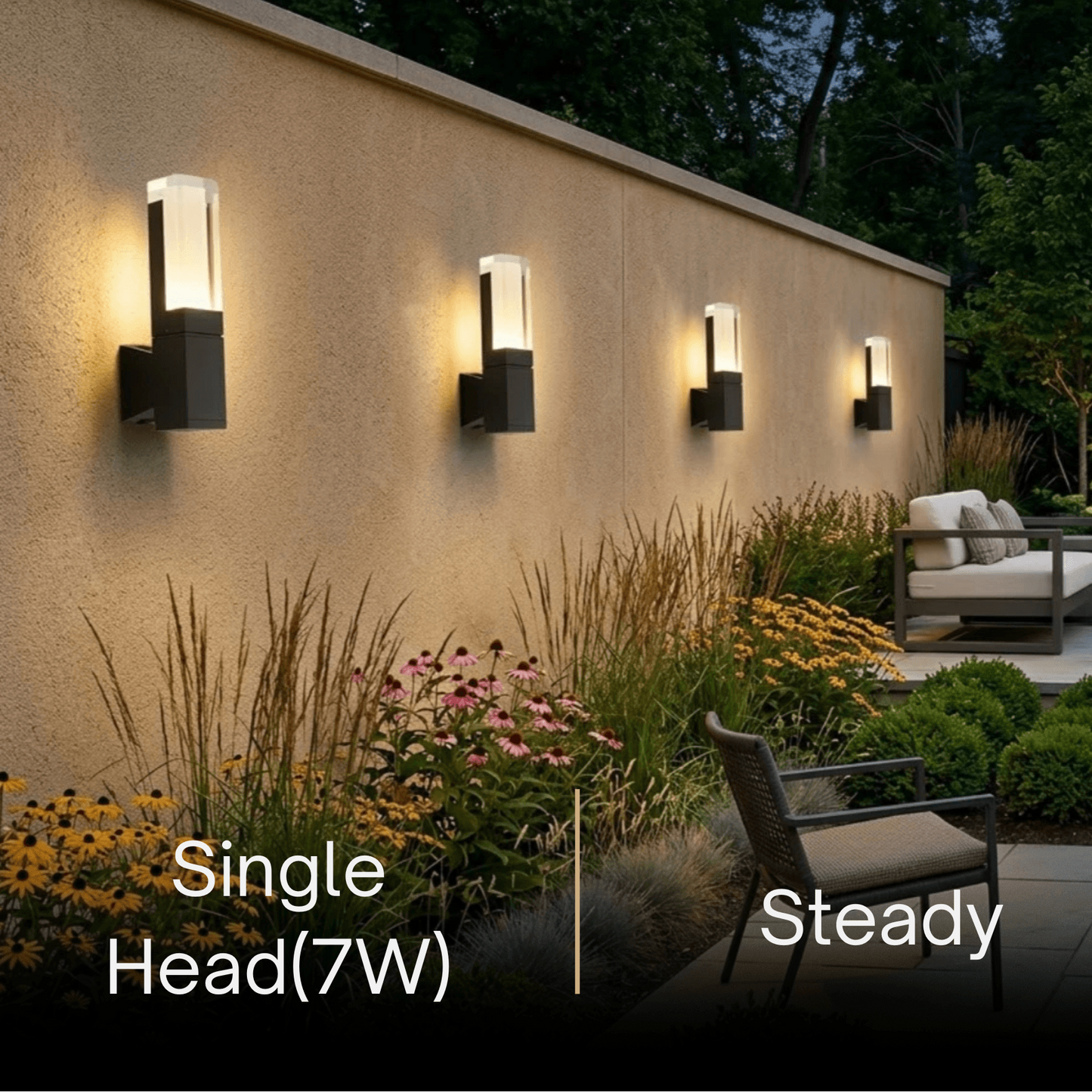 Arcato Modern Rectangle Wall Sconce - Black Metal for Garden/Outdoor Spaces