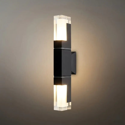 Nuvlight Modern Rectangle Wall Sconce - Black Metal for Garden/Outdoor Spaces