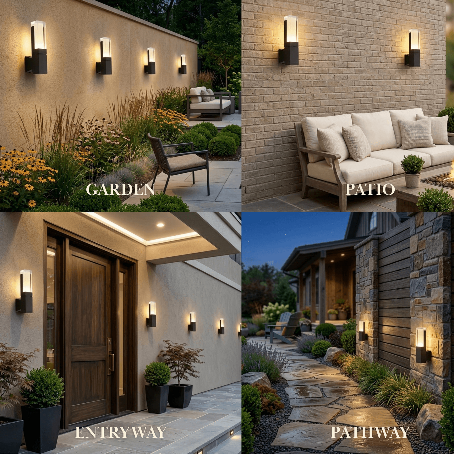 Arcato Modern Rectangle Wall Sconce - Black Metal for Garden/Outdoor Spaces