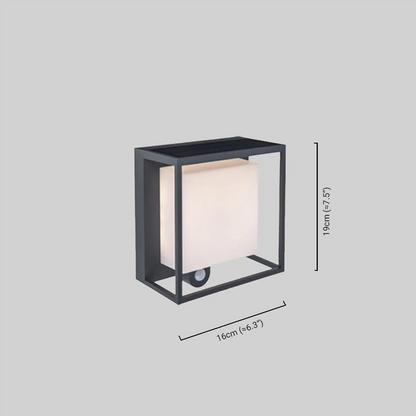 Arcato Modern Rectangular Outdoor Wall Sconce – Black Acrylic Solar Light with Sensor