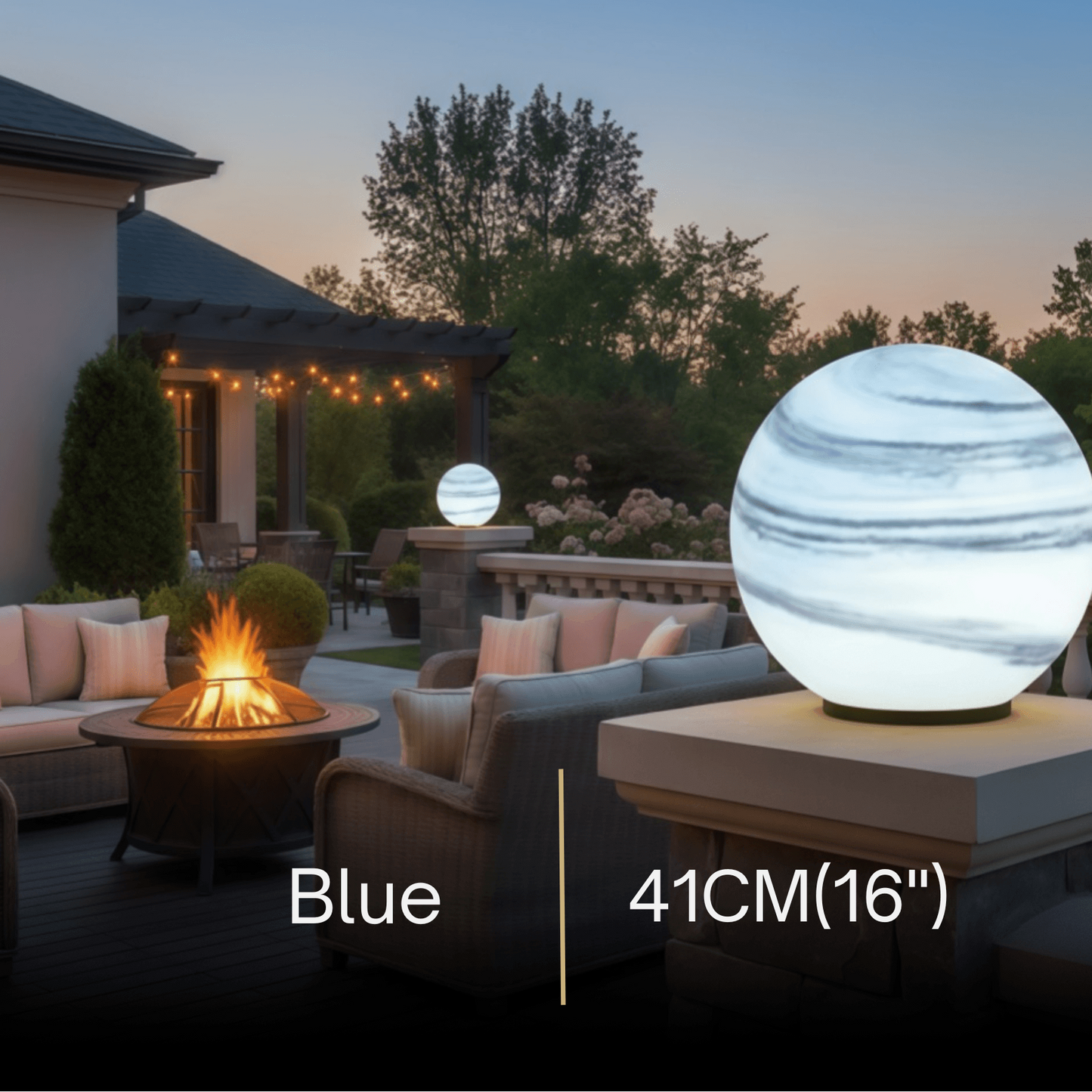 Lunara Art Deco Globe Outdoor Post Light – Moon-Shaped Metal/Glass Solar Pillar Lamp