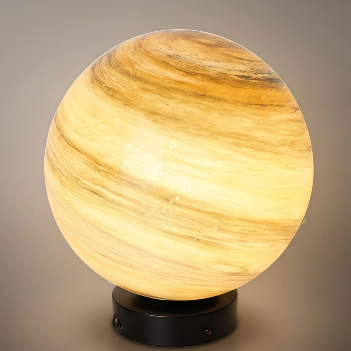 Nuvlight Art Deco Globe Outdoor Post Light – Moon-Shaped Metal/Glass Solar Pillar Lamp
