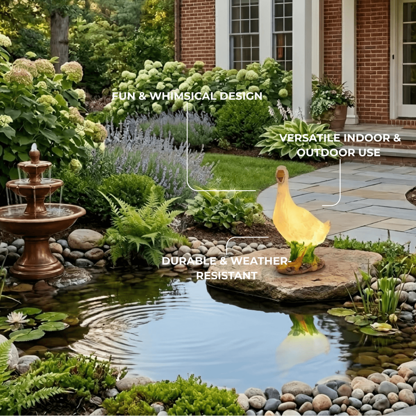 Vivara Art Deco Outdoor Floor Lamp – White Resin Goose Design for Courtyard