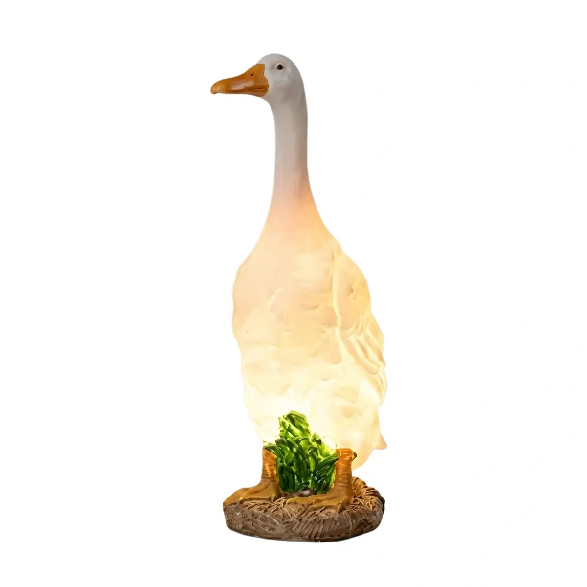 Nuvlight Art Deco Outdoor Floor Lamp – White Resin Goose Design for Courtyard