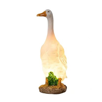 Nuvlight Art Deco Outdoor Floor Lamp – White Resin Goose Design for Courtyard