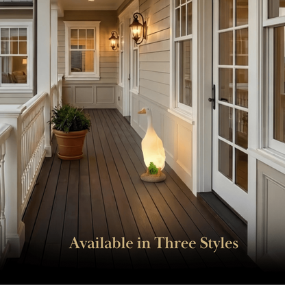 Vivara Art Deco Outdoor Floor Lamp – White Resin Goose Design for Courtyard