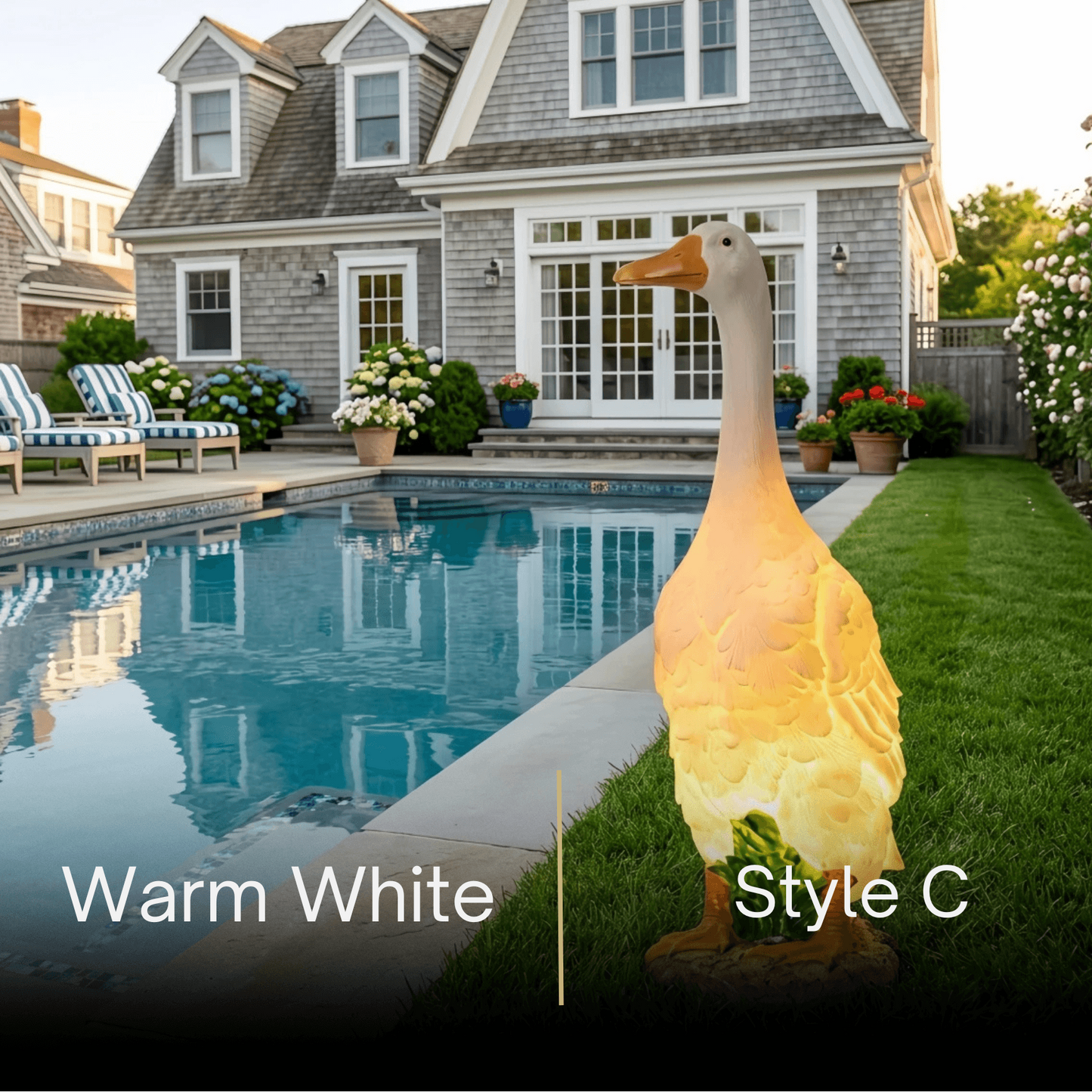Vivara Art Deco Outdoor Floor Lamp – White Resin Goose Design for Courtyard