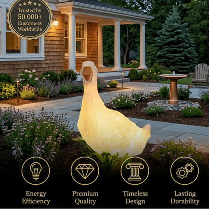 Vivara Art Deco Outdoor Floor Lamp – White Resin Goose Design for Courtyard