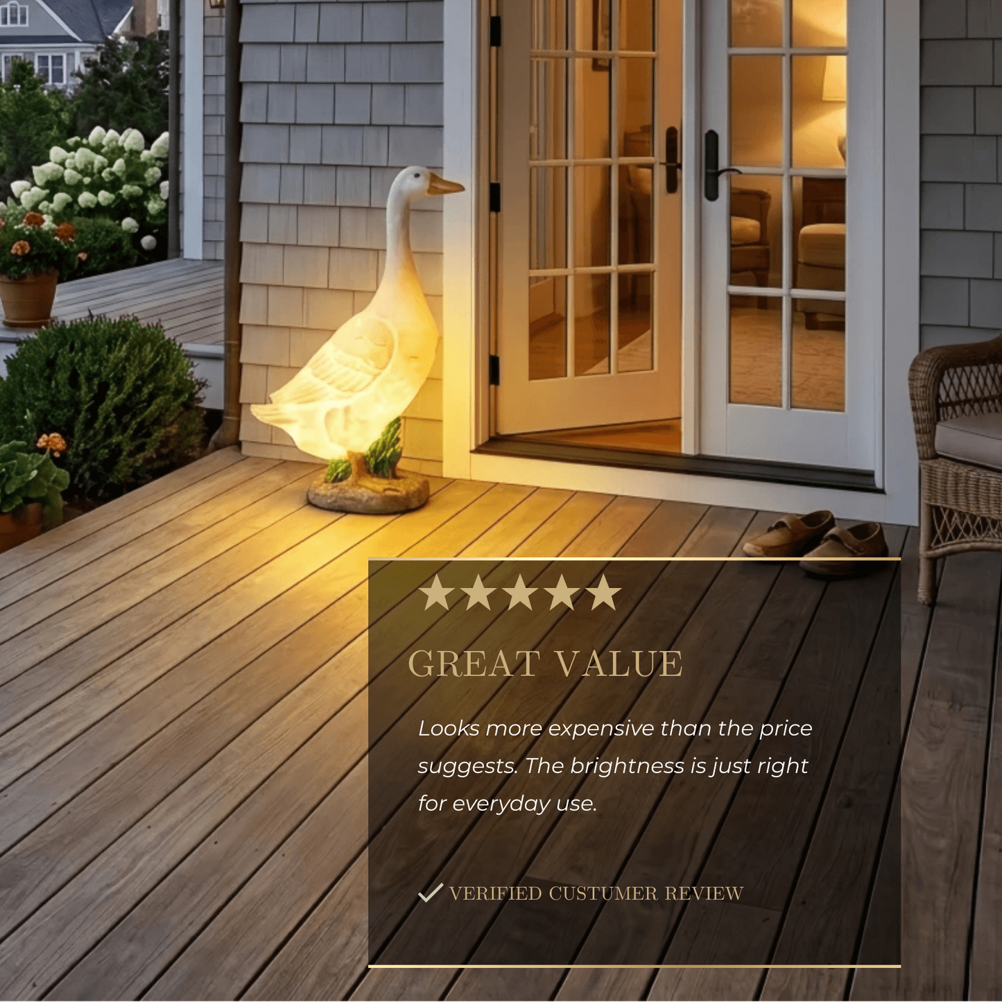 Vivara Art Deco Outdoor Floor Lamp – White Resin Goose Design for Courtyard
