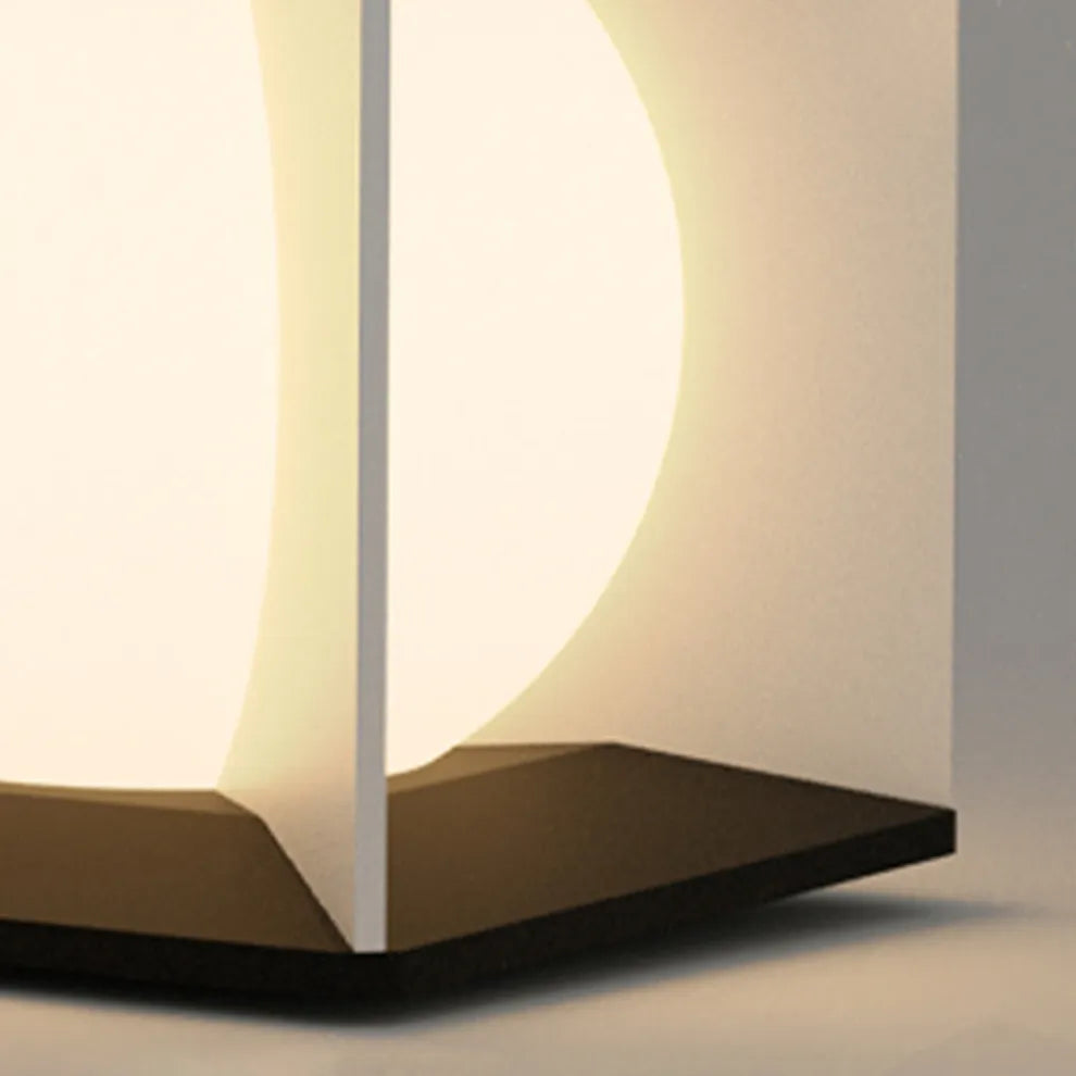 Lunara Art Deco Solar Outdoor Pillar Light - Black Metal Square Moon for Courtyard/Garden