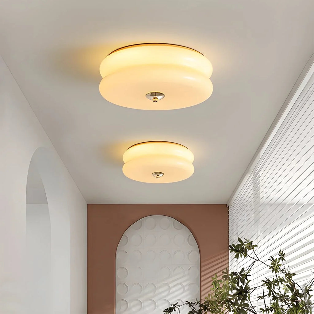 Art Deco Vintage Ceiling Light - Glamorous Glass & Brass Flush Mount for Bedroom