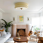 Art Deco Vintage Ceiling Light - Glamorous Glass & Brass Flush Mount for Bedroom