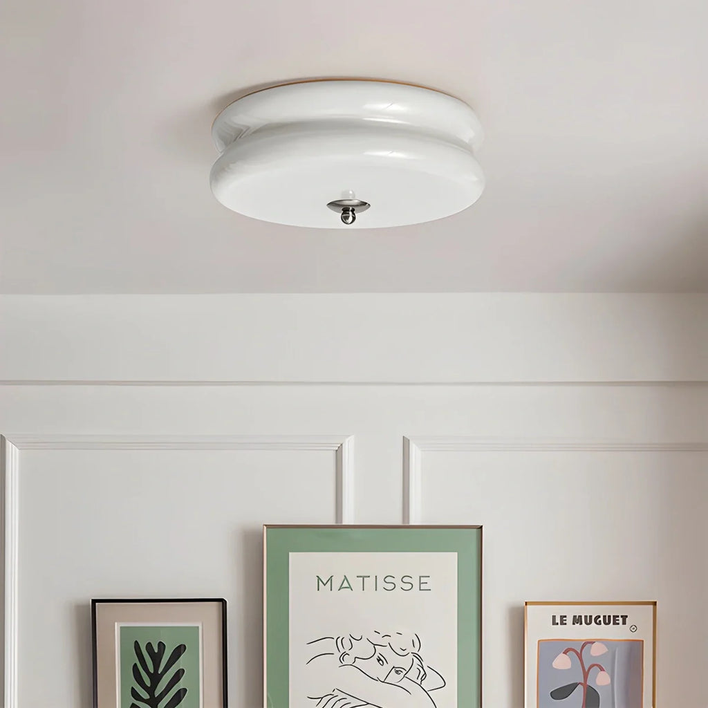 Art Deco Vintage Ceiling Light - Glamorous Glass & Brass Flush Mount for Bedroom