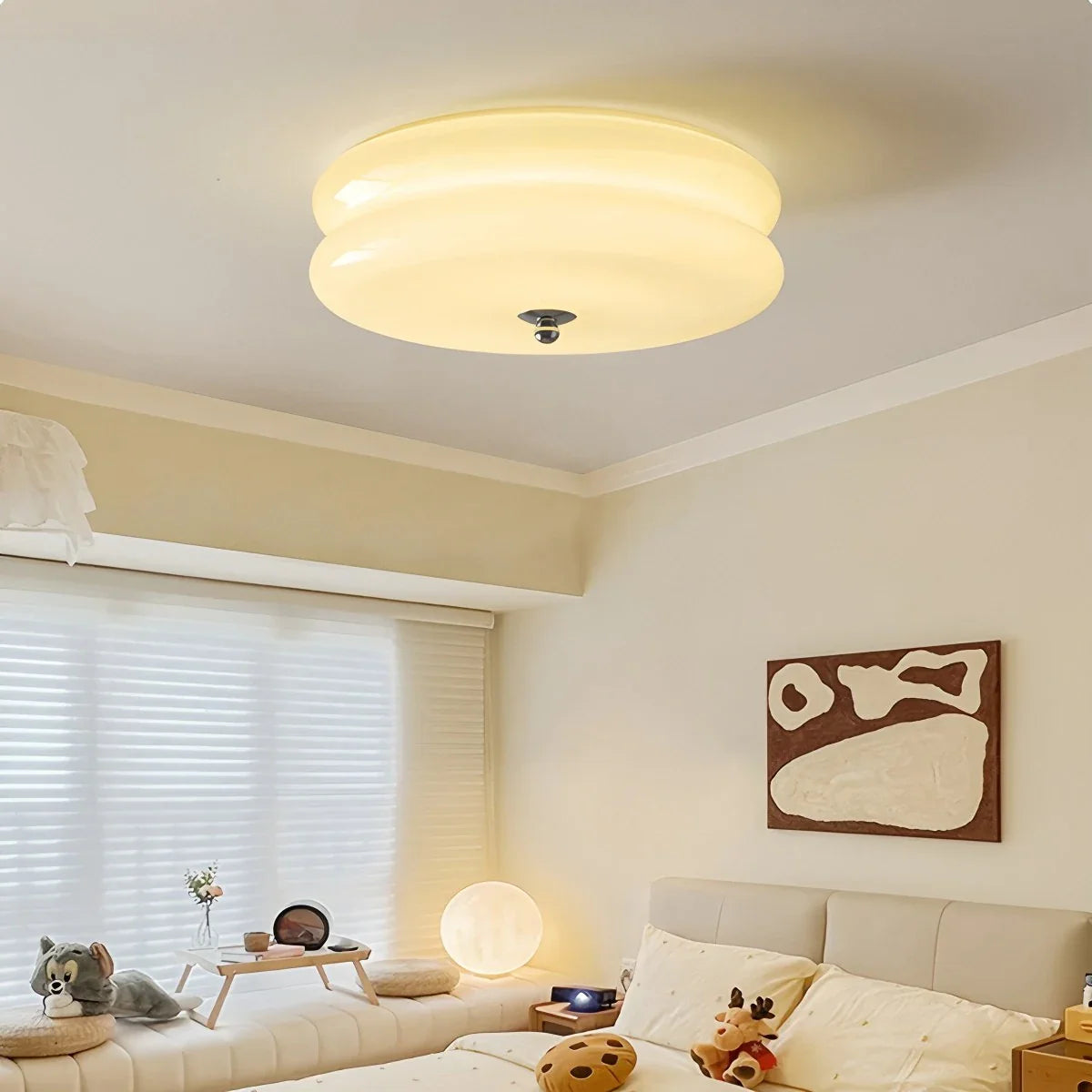Glass and Brass Flush Mount Ceiling Light