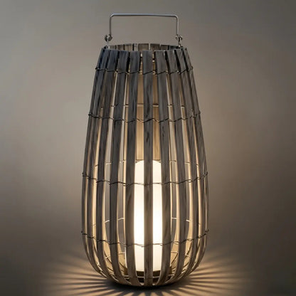 Bamburo Modern Wooden Path Lamp - Brown/Gray Solar Light for Outdoor Garden