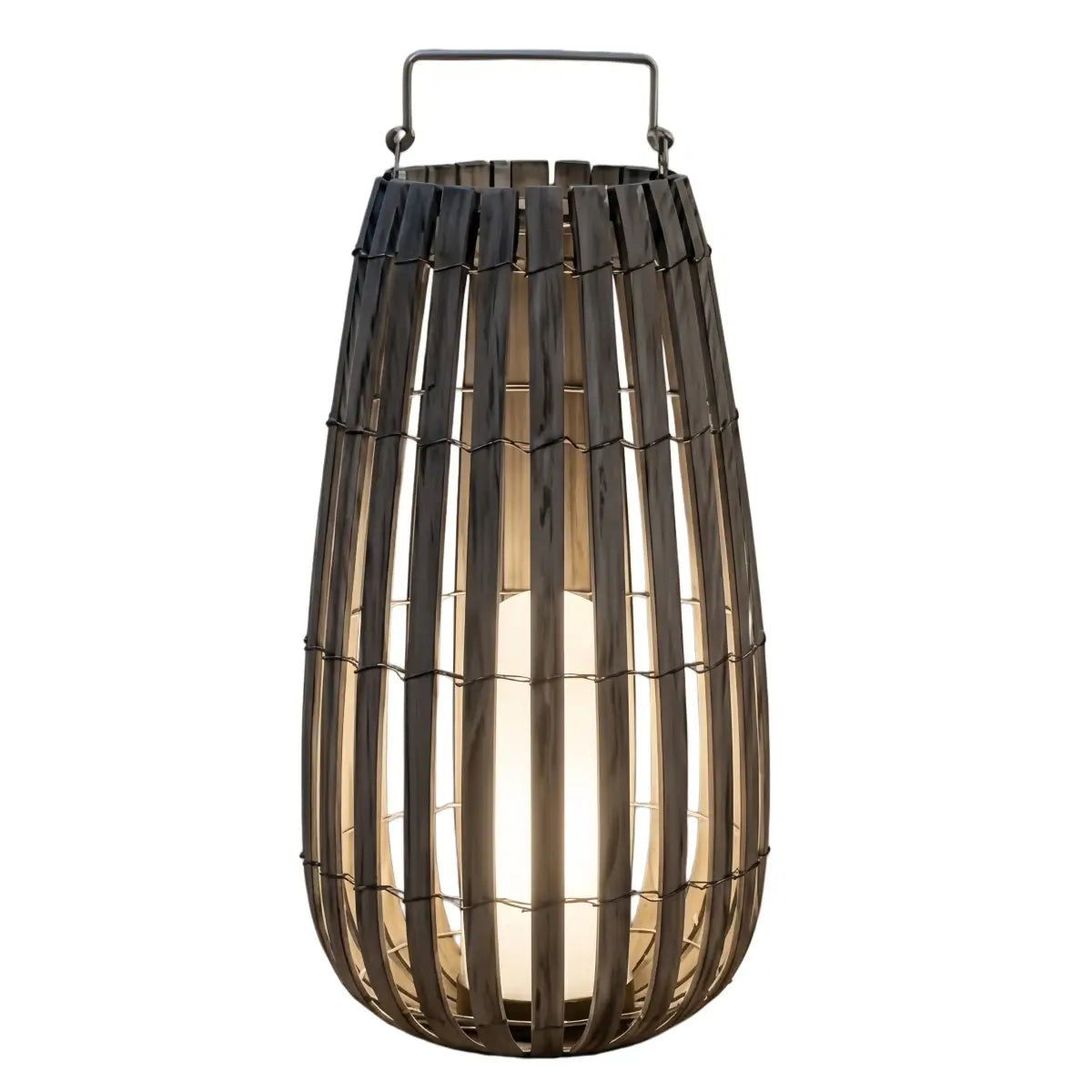 Bamburo Modern Wooden Path Lamp - Brown/Gray Solar Light for Outdoor Garden