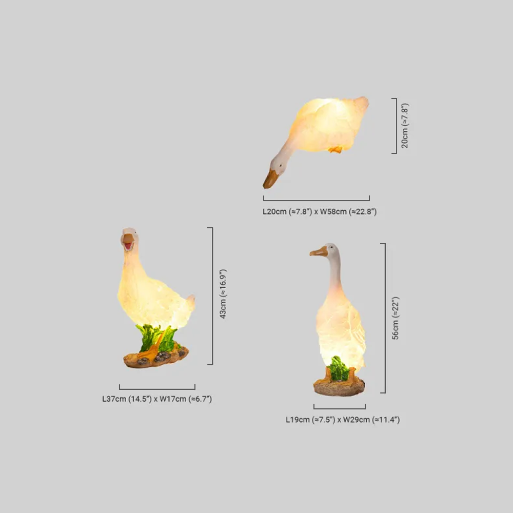 Vivara Art Deco Outdoor Floor Lamp – White Resin Goose Design for Courtyard