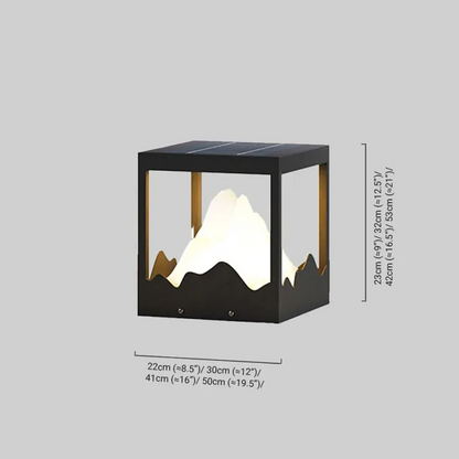 Lunara Designer Metal Outdoor Path Lamp - Black Square Mountain Shape Garden/Pillar Lights